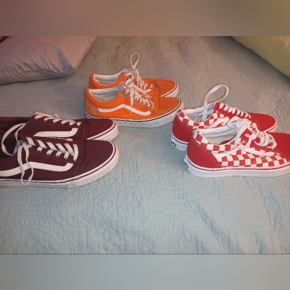 Red Checkered Vans, Orange Vans, Maroon Vans - Picture 1 of 4